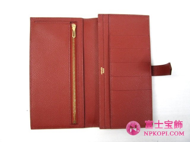エルメスベアンスフレ二つ折長財布ブラウン（金具：ゴールド）HERMES0328030205511